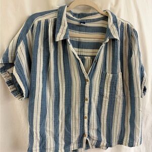 Blue and White Striped Women’s  Shirt
